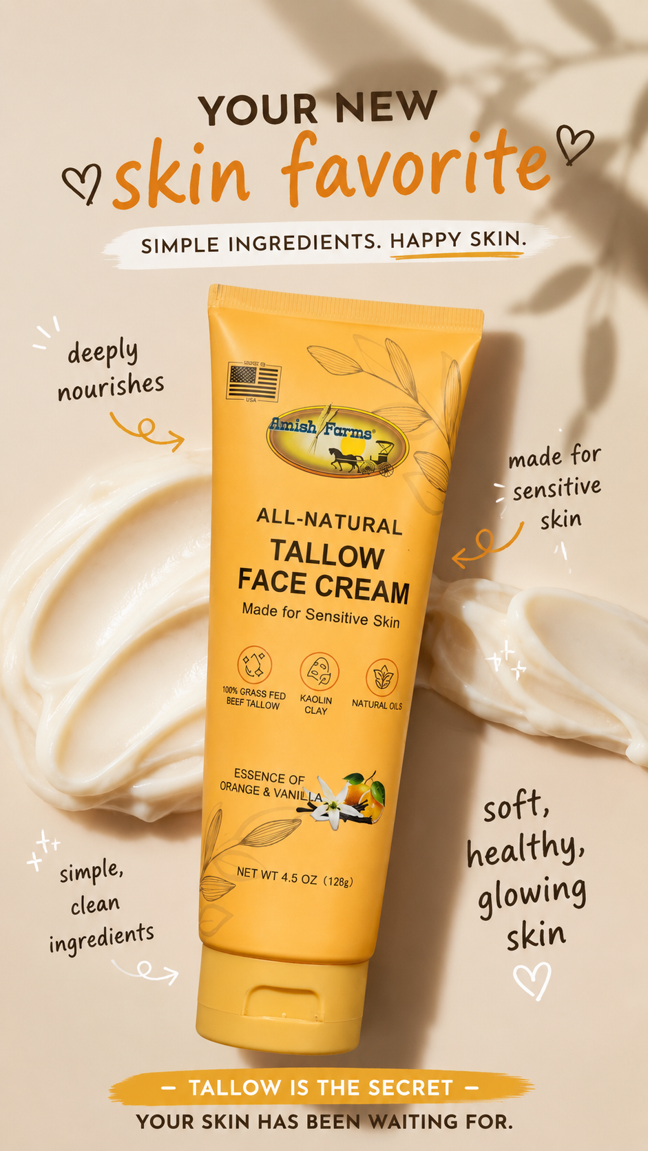 Amish Farms All Natural Tallow Face Cream