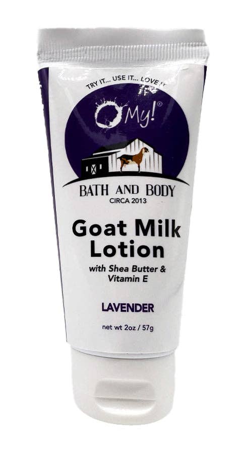 O My! Goat Milk 2oz Traveler Size Lotion | Made with Raw Goat Milk | Shea Butter and Vit E | Free of Parabens & More | Handcrafted in USA