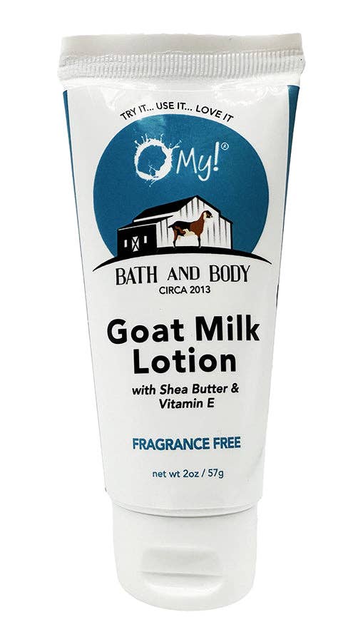 O My! Goat Milk 2oz Traveler Size Lotion | Made with Raw Goat Milk | Shea Butter and Vit E | Free of Parabens & More | Handcrafted in USA